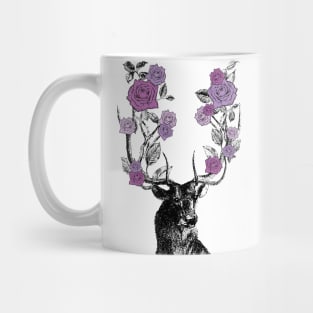 Stag and Roses | Stag and Flowers | Purple Roses | Mug